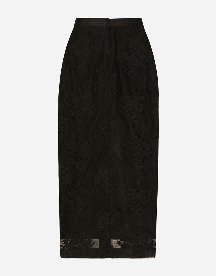 Dolce & Gabbana Lace pencil skirt with slit Black F4CSJTHLMO7