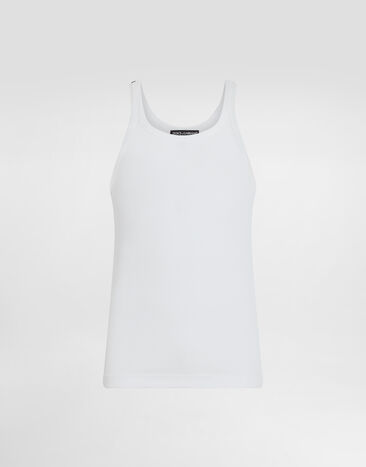 Dolce & Gabbana Fine-rib washed cotton singlet White G8PA8TG7P0D