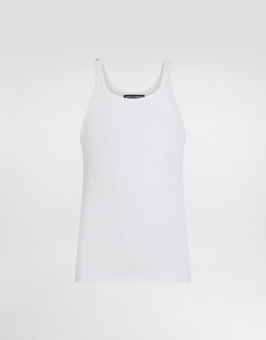 Fine-rib washed cotton singlet
