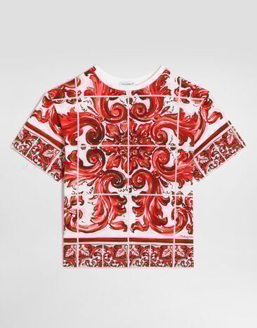 Dolce & Gabbana Футболка из джерси в принте «майолика» Multicolor L4JTHVII7KX