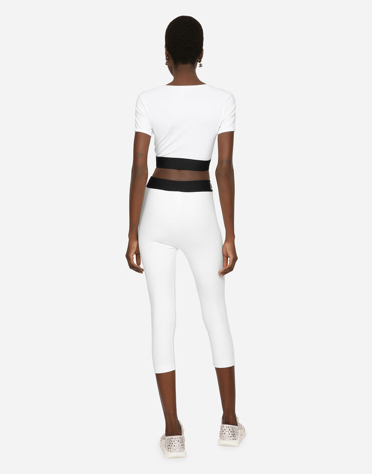 Dolce & Gabbana Cropped jersey T-shirt with branded elastic White F8N50TFUEEY