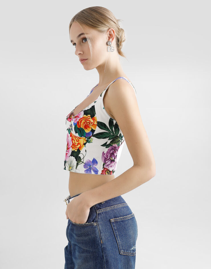 Dolce & Gabbana Top bustier de algodón con estampado de flores Imprima F7W98TFSRQK