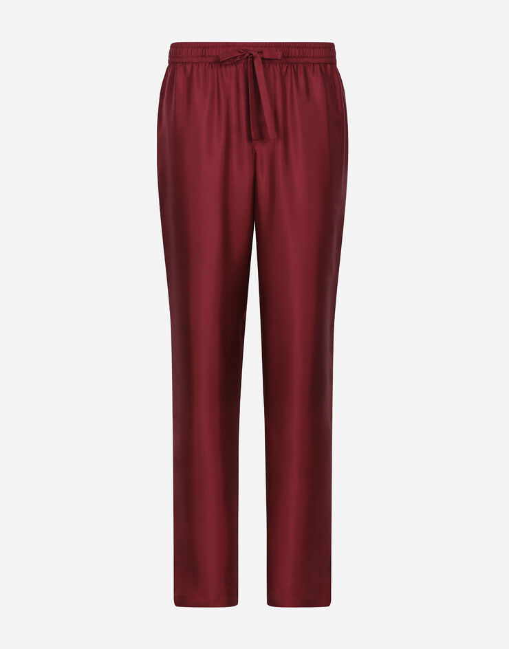 Dolce & Gabbana Pantalon de jogging en soie à écusson broderie DG Bordeaux GVCRAZGF856