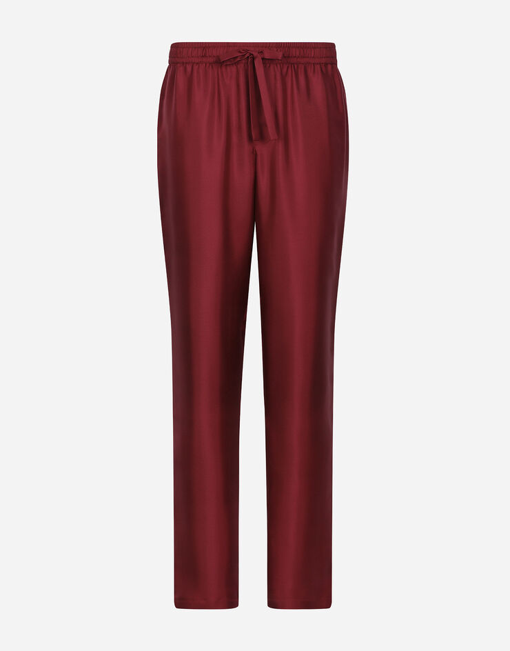 Dolce & Gabbana Silk jogging pants with DG embroidered patch Bordeaux GVCRAZGF856