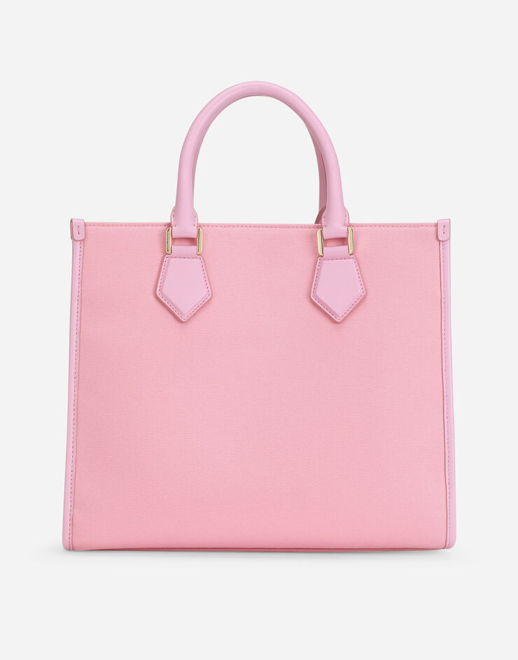 Canvas shopper with embroidered logo in Pink for