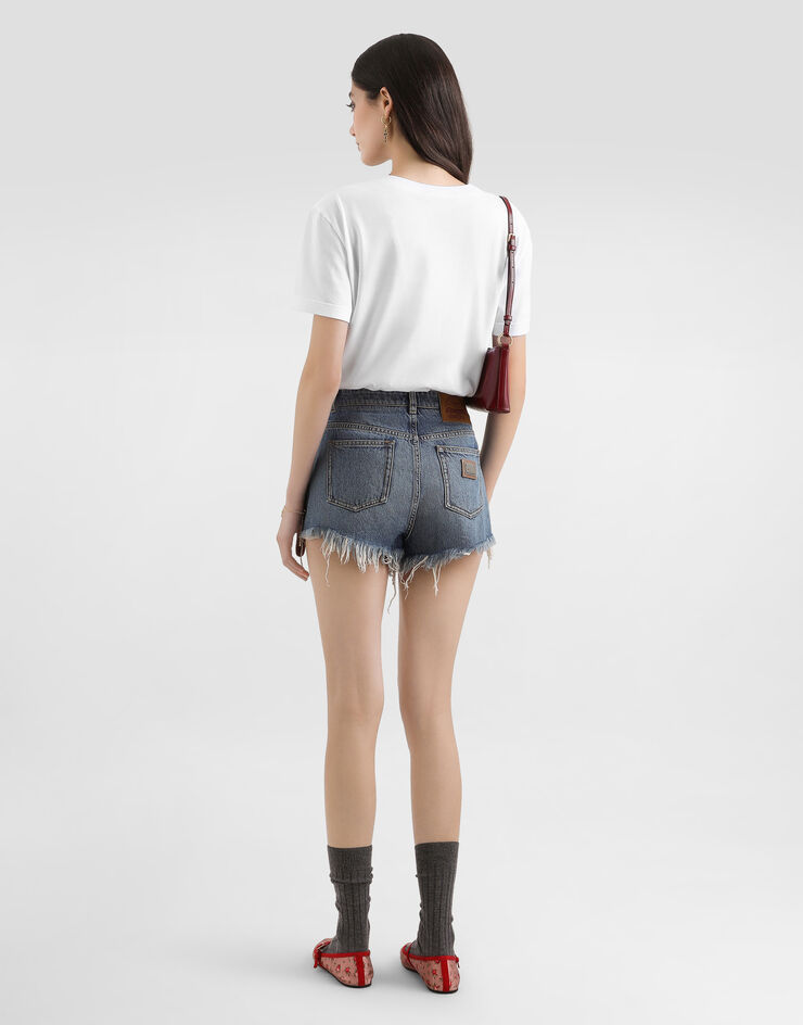 Dolce & Gabbana Jersey t-shirt with DG print patch White F8V42ZGDDLX