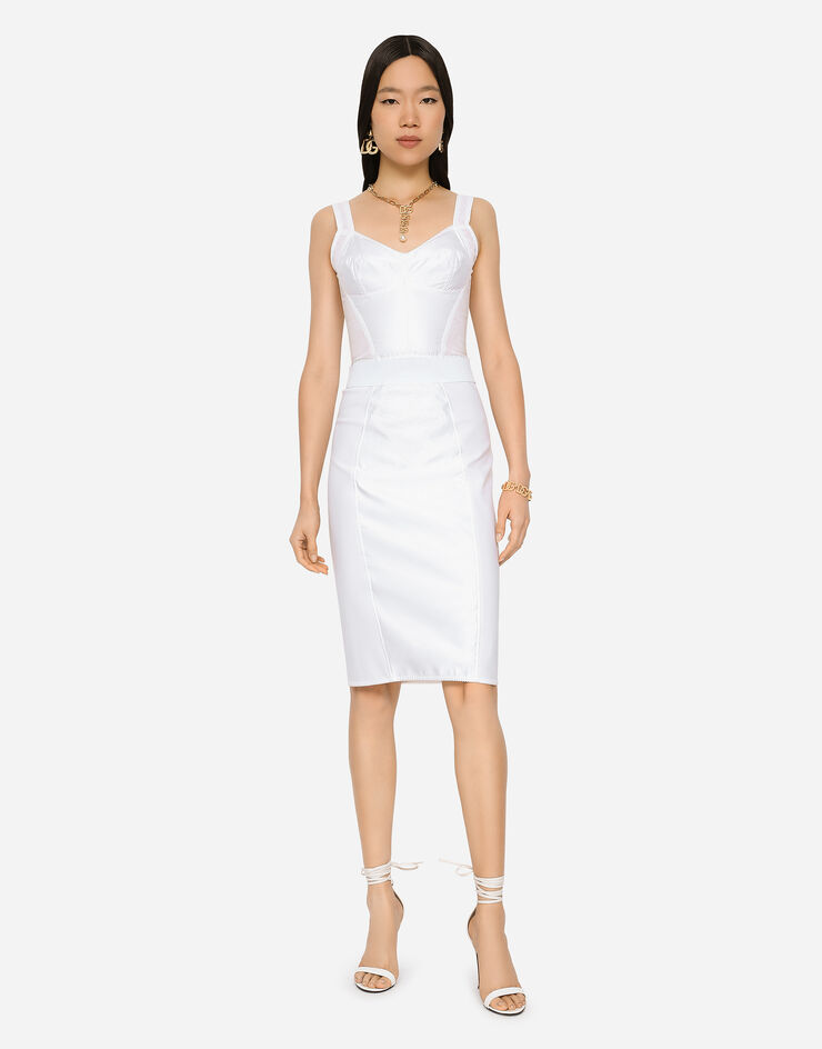 Dolce&Gabbana Jupe façon corset en marquisette et satin Blanc F4BKDTGDM43