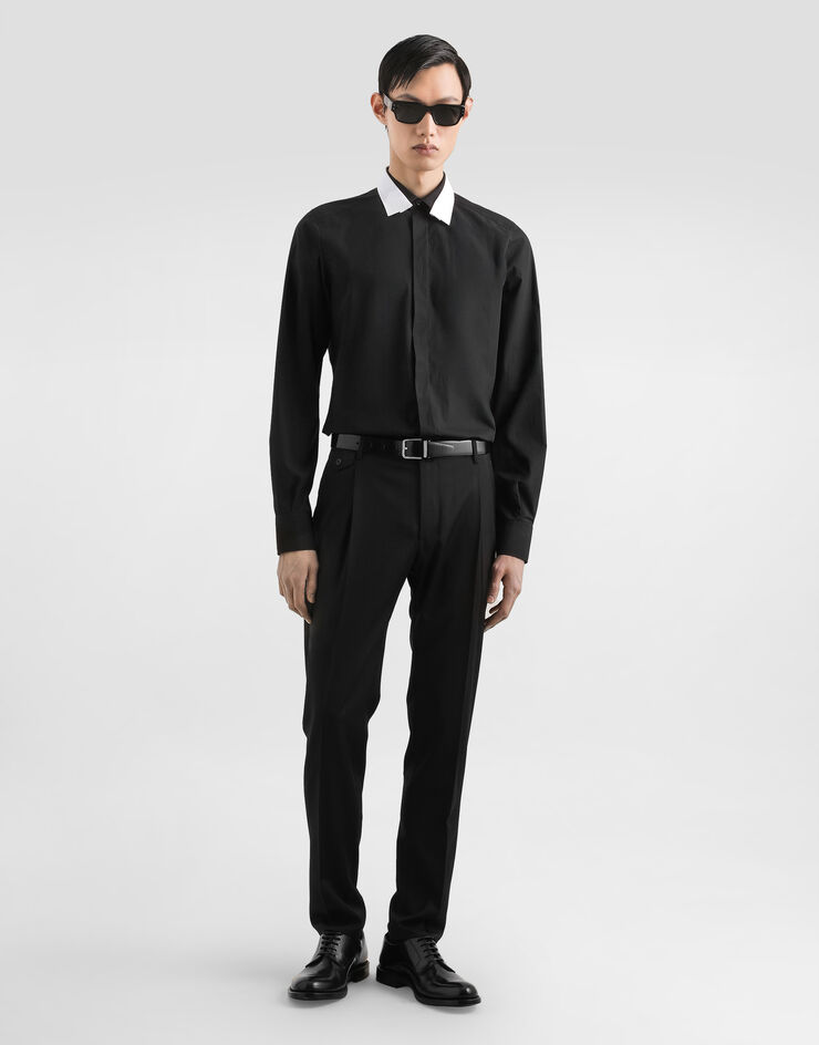 Dolce & Gabbana Camisa Martini de algodón Supima Negro G5NQ0ZFU5T9