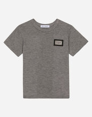 DolceGabbanaSpa Jersey T-shirt with logo tag Grey L1JT7TG7I2O