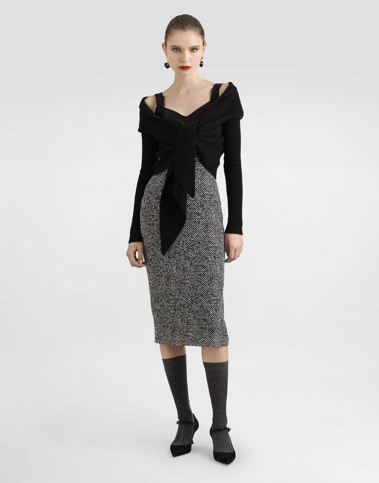Dolce & Gabbana Heavy crêpe dress with damier print Multicolor F6TVSTFSA73