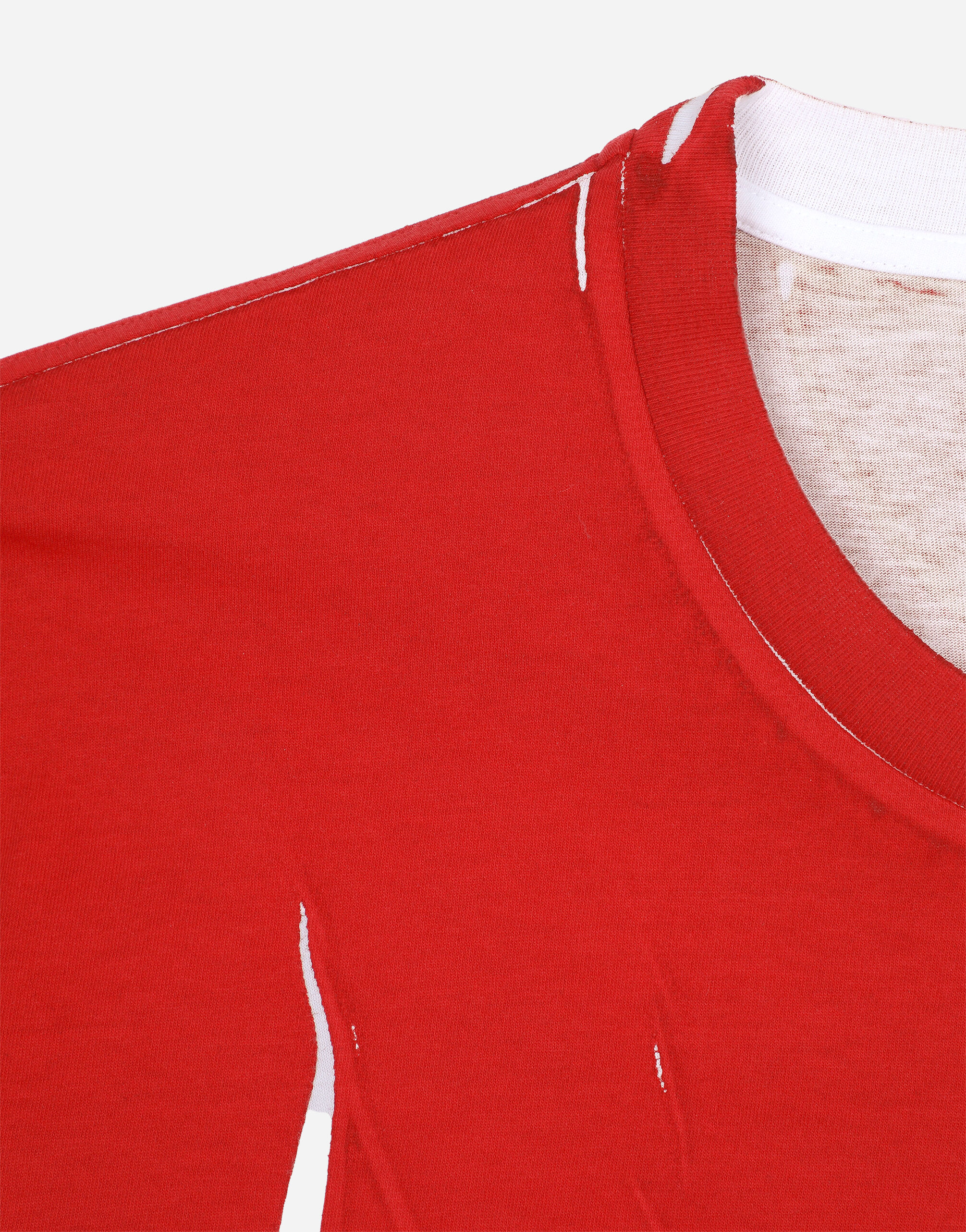 Overdyed cotton T-shirt with branded tag in Red for 