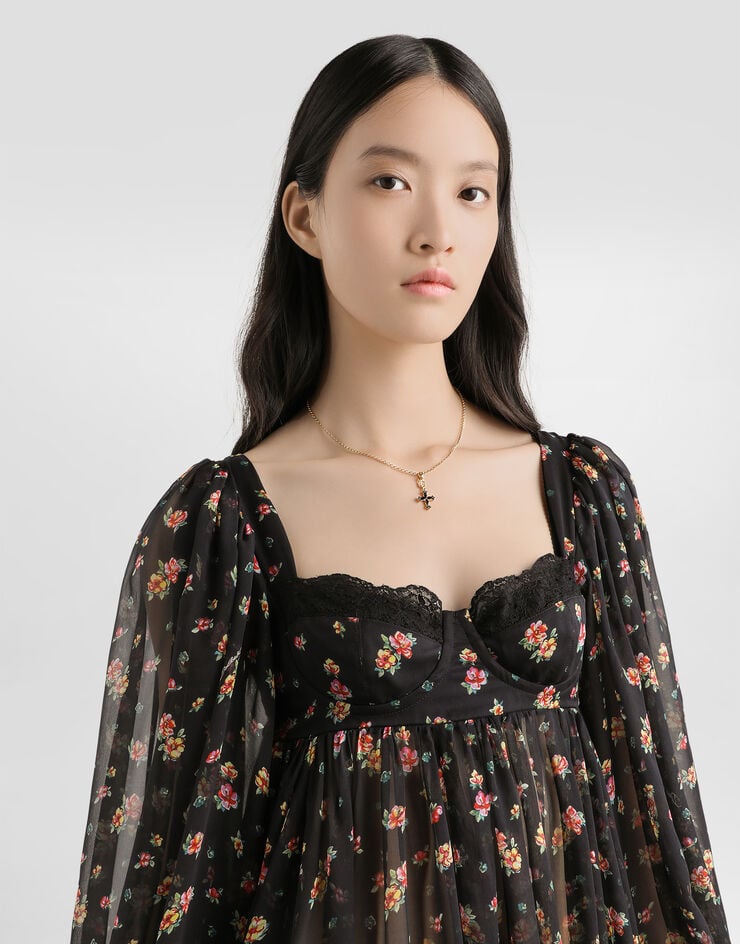 Dolce & Gabbana Small floral-print chiffon dress Multicolor F60GVTIS10V