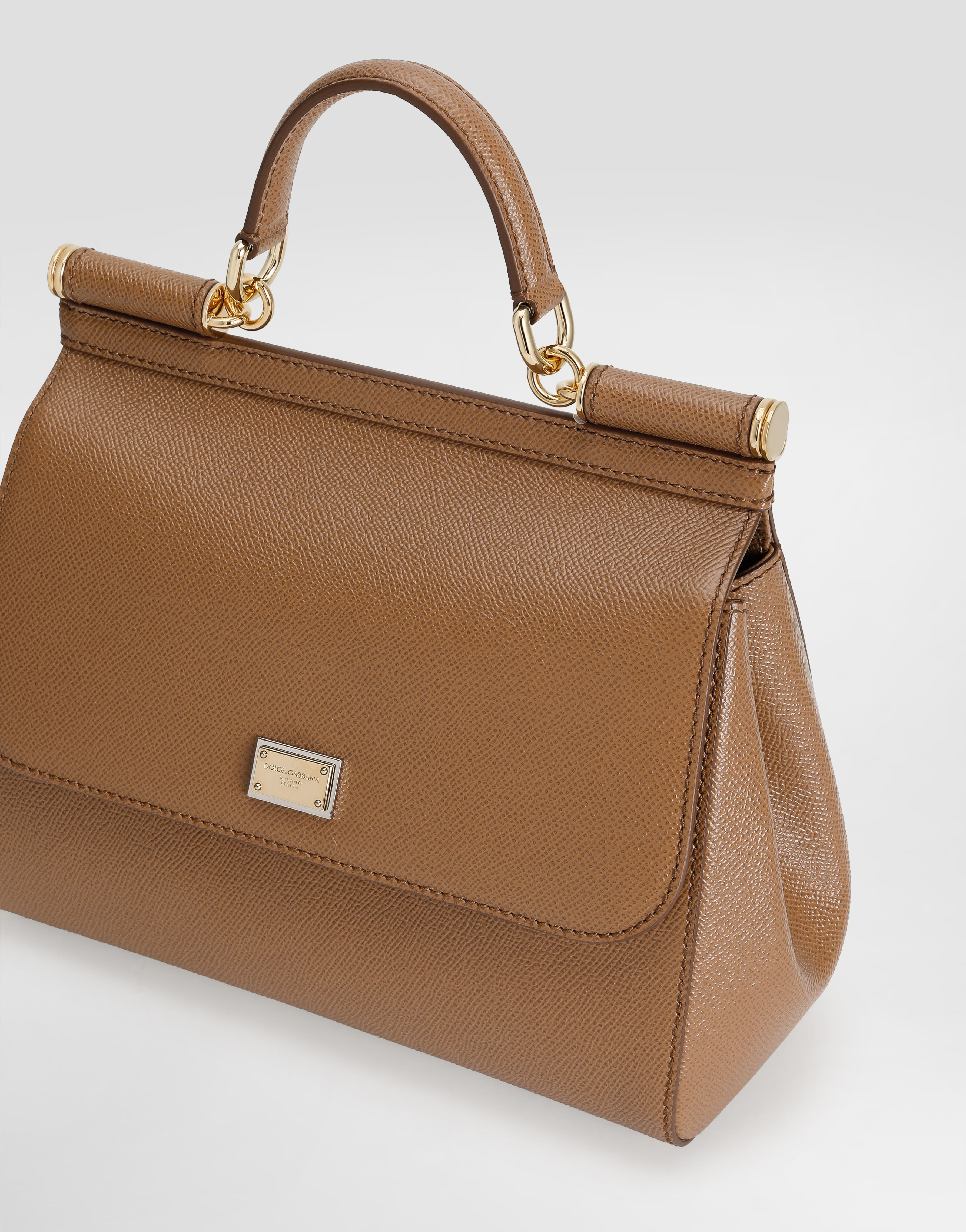 Large Sicily handbag in dauphine calfskin in Brown for Women