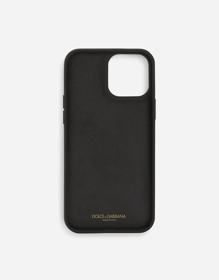 Dolce & Gabbana Coque pour iPhone 14 Pro Max en cuir de veau brillant à imprimé léopard Imprimé Animalier BI3246AM568