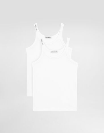 Dolce & Gabbana Short-sleeved jersey vest two-pack White L4J702G7OCU