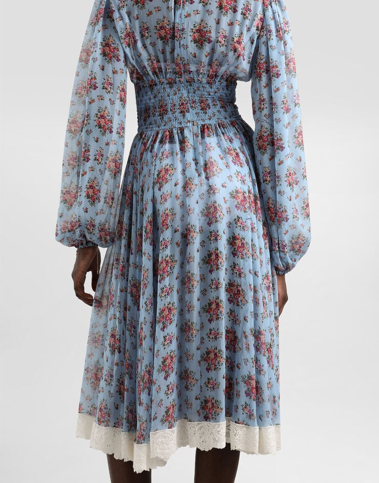 Dolce & Gabbana Small flower bouquets-print chiffon dress Multicolor F611ZTIS10F