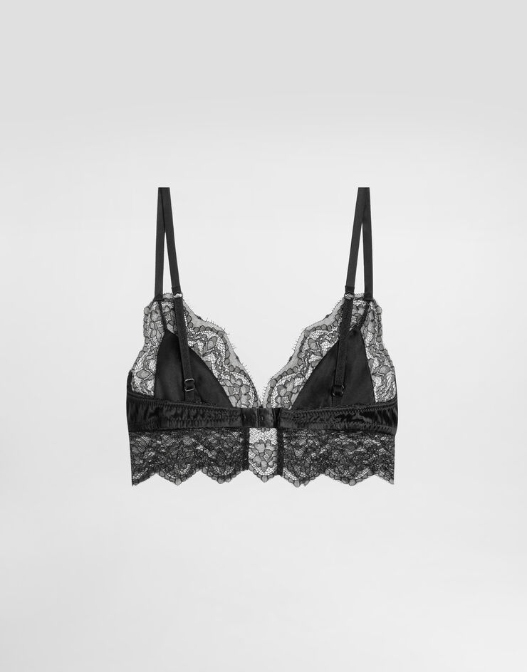 Dolce & Gabbana Бюстгальтер-бралетт с мягкими чашечками из атласа и кружева черный O1C58TFUAD8
