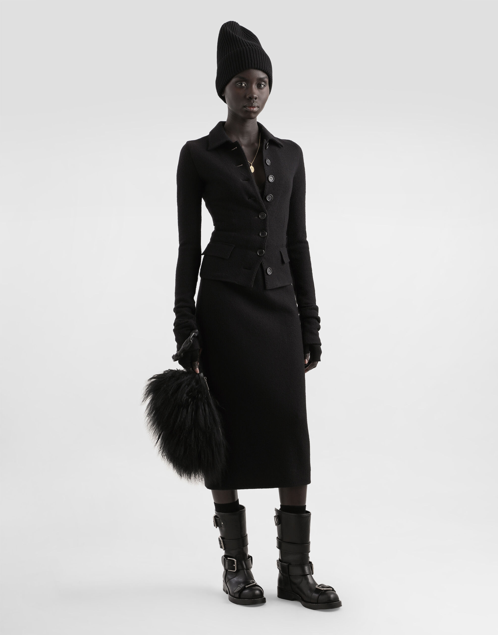 Single-breastedwool cloth jacket - thumbnail 2