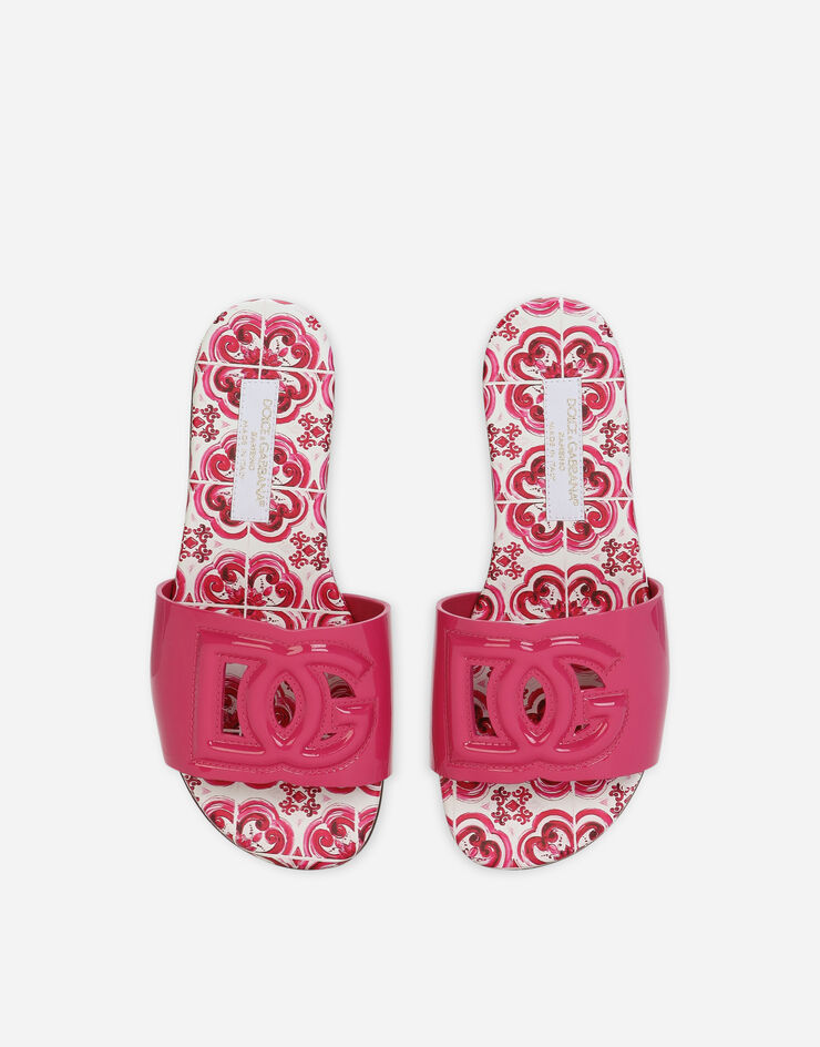 Dolce & Gabbana Mules en cuir verni à logo DG Rose D11032A1067