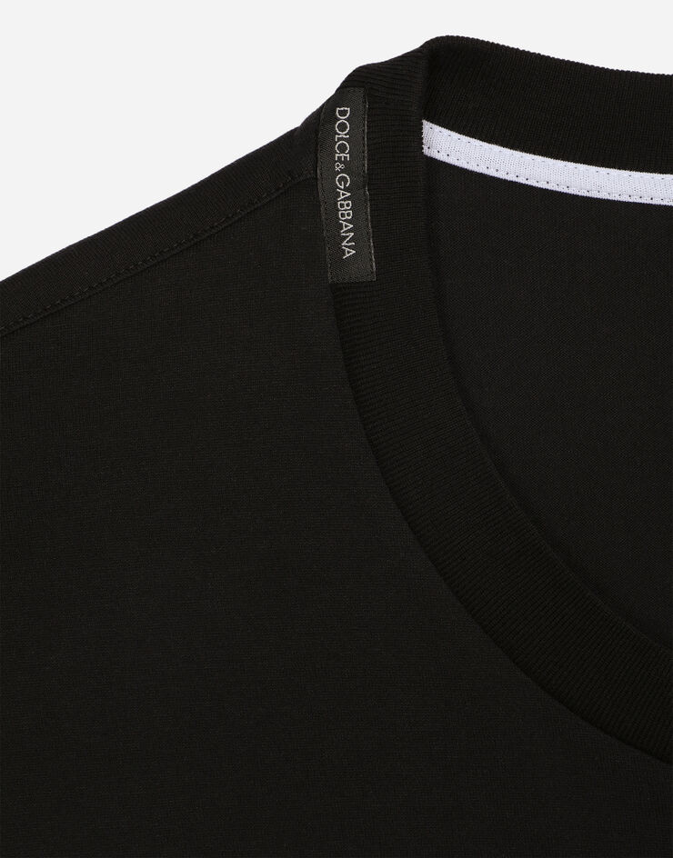 Dolce & Gabbana T-shirt cotone con stampa logo DG Nero G8OA3TFU7EQ