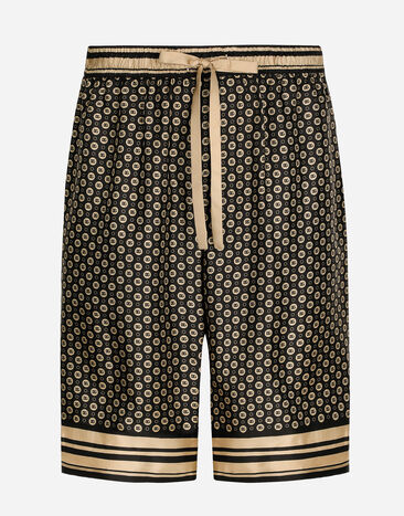 Dolce & Gabbana Silk twill jogging shorts with DG logo print Print BM2274AR700