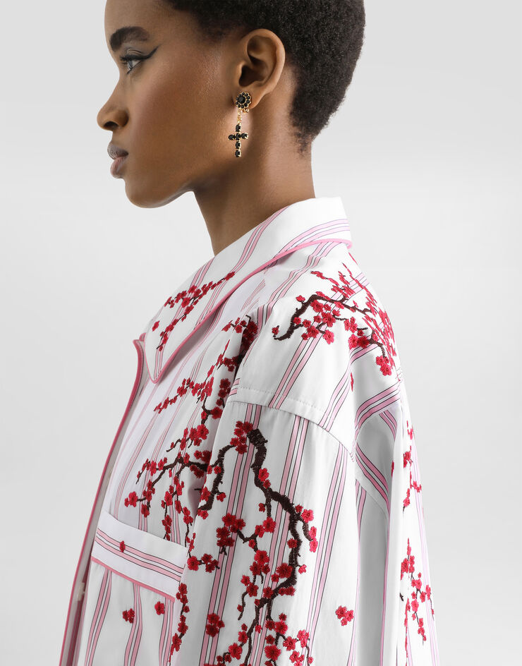 Dolce & Gabbana Vanity shirt with flower embroidery Multicolor F5U32ZGDDSU