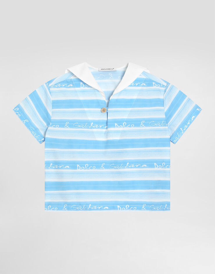 Dolce & Gabbana Camisa de popelina con estampado a rayas Blue L14S28HS5SS