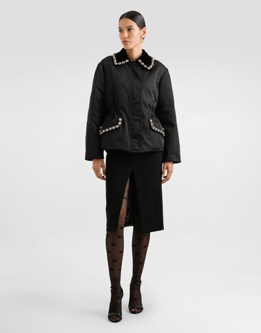 Dolce & Gabbana 더블 울 크레이프 스커트 블랙 F4CU2TFU2L8
