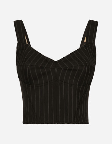 Dolce & Gabbana Top bustier en laine à rayures tennis Noir F29XTTFUWD6