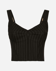 Dolce&Gabbana Pinstripe wool corset top Brown FS215AGDBY0