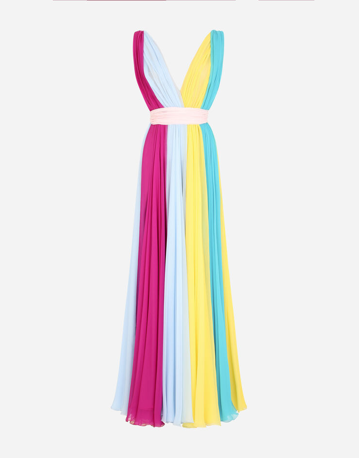 Dolce & Gabbana Long multi-colored chiffon dress Multicolor F6L0DTGDX97