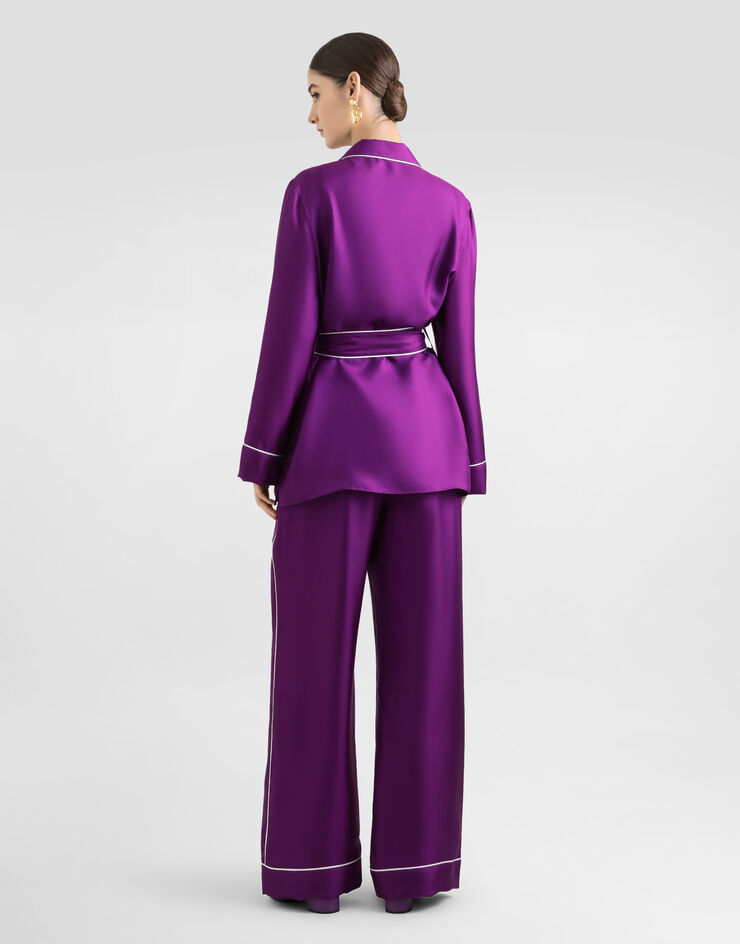 Dolce & Gabbana Silk twill vanity shirt Purple F5I89TFU10S