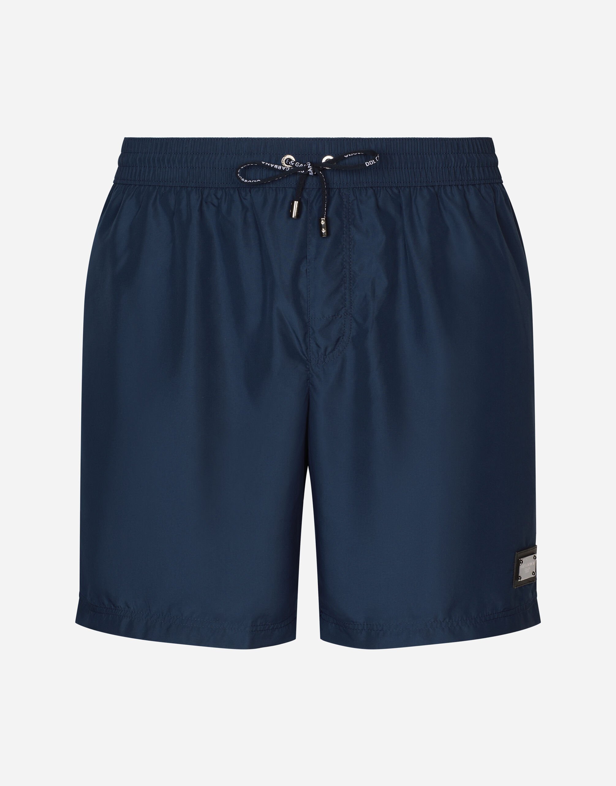 Dolce & Gabbana Long-leg swim trunks with branded tag Print M4E68TISMF5