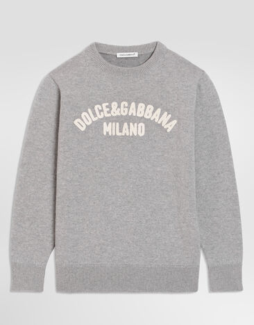 Dolce & Gabbana Пуловер из шерсти с логотипом Grey L4KWE2JGMLD