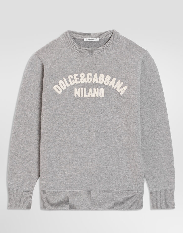 Dolce & Gabbana Пуловер из шерсти с логотипом Grey L4KWE2JGMLD