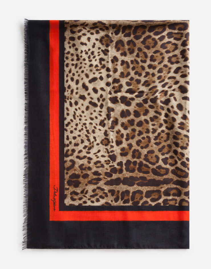 Dolce & Gabbana Sciarpa 135 x 200 in modal e cashmere stampa leopardo Multicolore FS184AGDR15