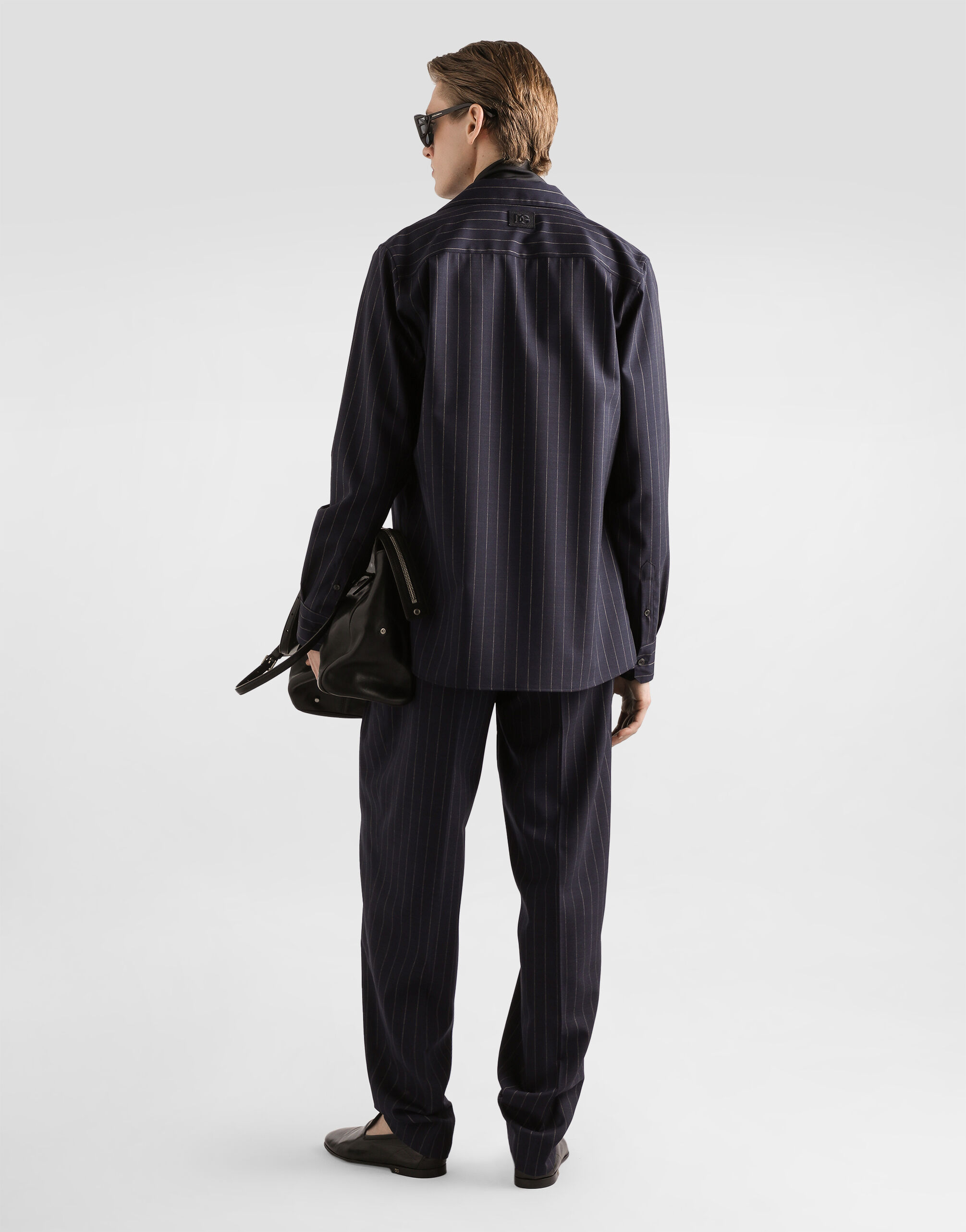 Pinstripe virgin wool trousers in Multicolor for Men