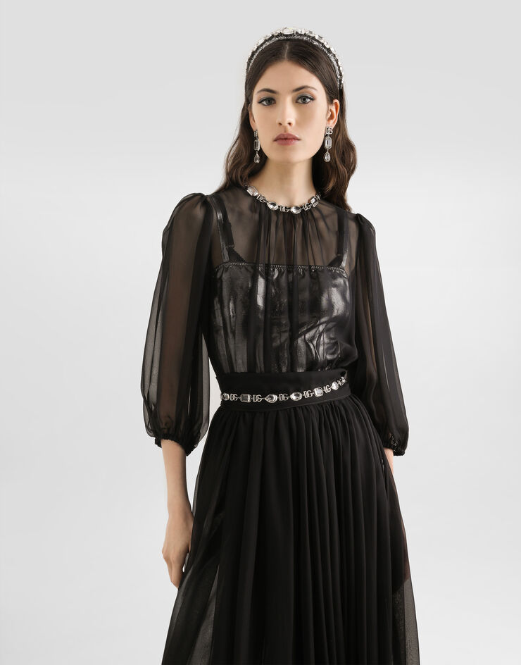 Dolce & Gabbana Vestido de chifón  Black F60H3TFU1AT