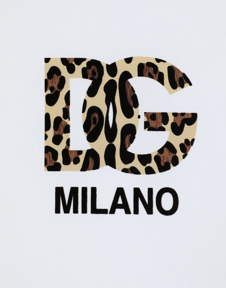 Dolce & Gabbana تيشيرت مع شعار DG بارز أبيض F8U44ZGDBZR