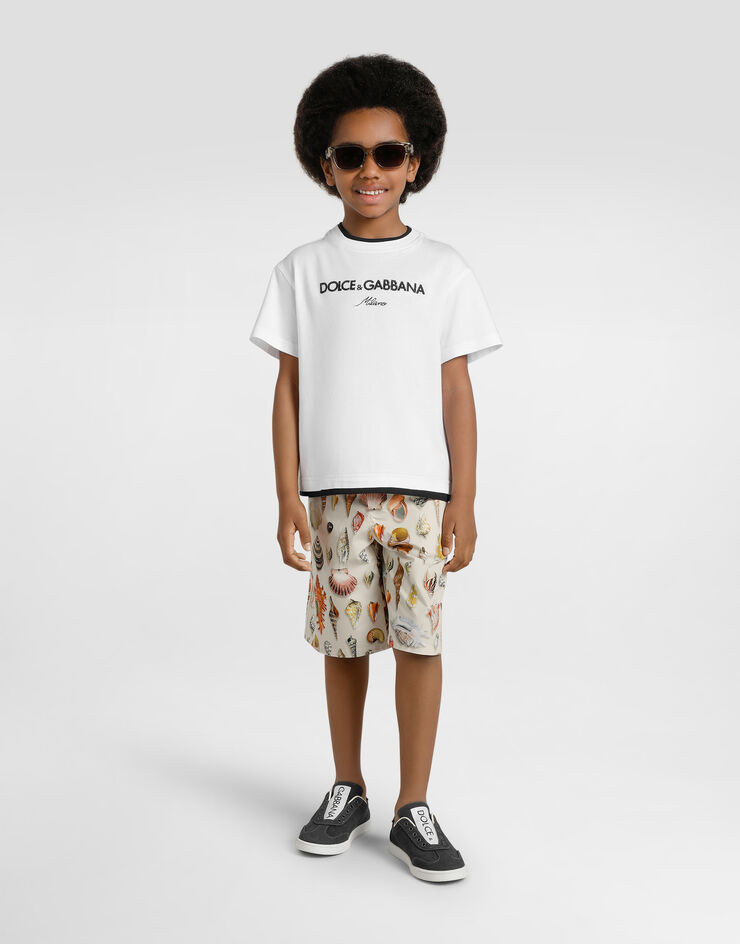 Dolce & Gabbana Jersey t-shirt with Dolce&Gabbana embroidery White L4JTIYG7PEJ