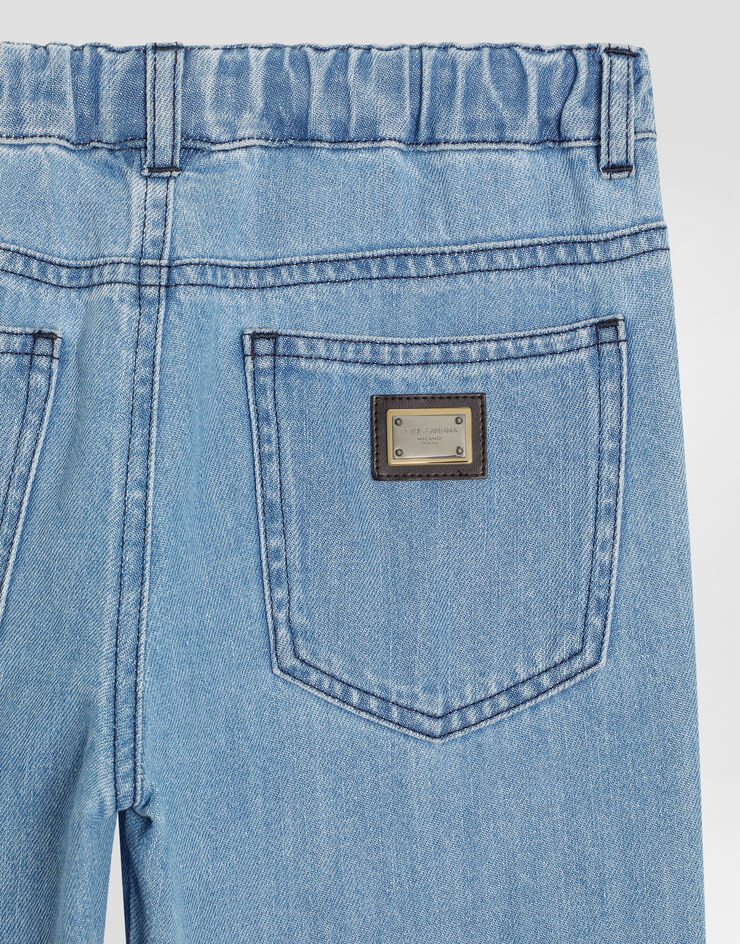 Dolce & Gabbana 5-pocket denim trousers with logo plaque Multicolor L42F84LDD30