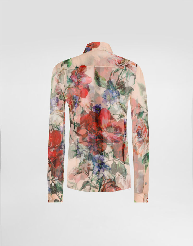 Dolce & Gabbana Chemise en mousseline à imprimé fleurs et manches longues Imprimé F5R64TIS1Y7