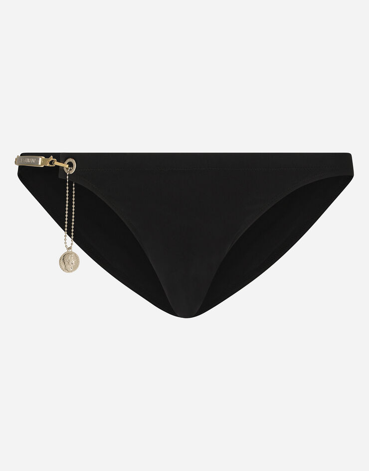 Dolce & Gabbana Swim briefs with logo plate and coin charm Black M4A90JFUGA2