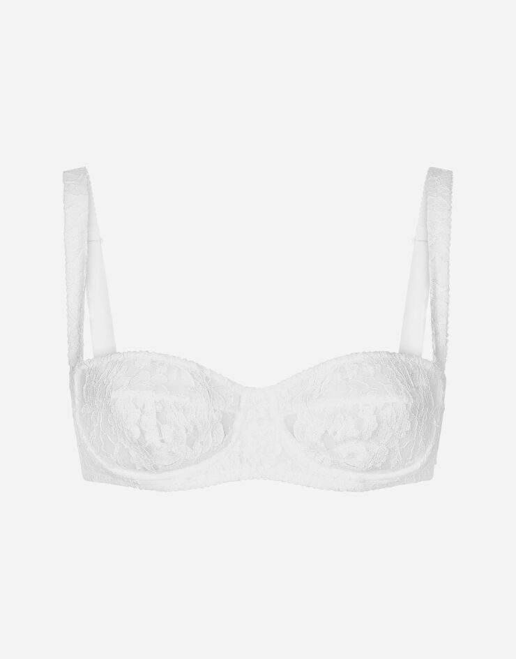 Lace balconette bra in White for