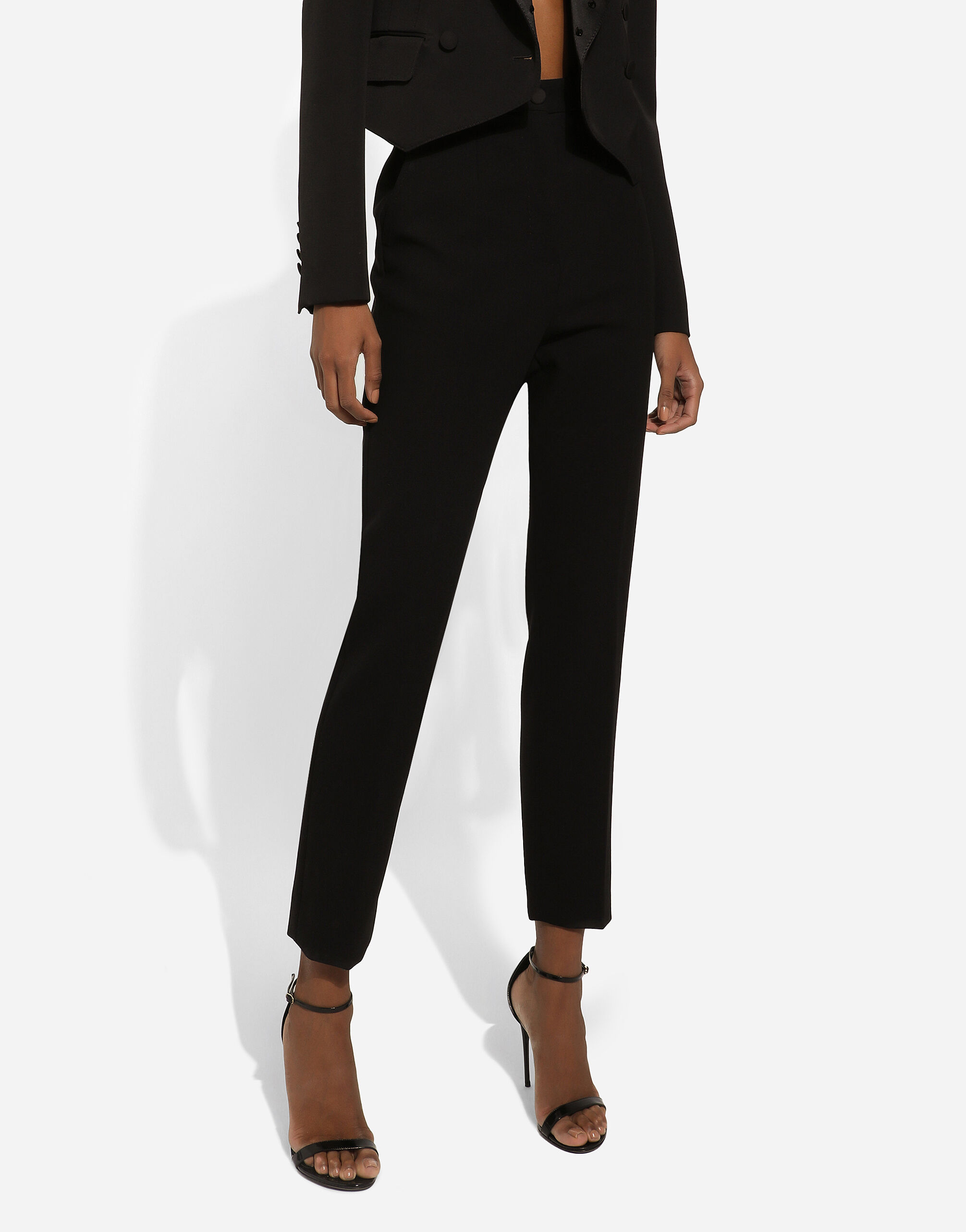 High-waisted wool pants in Black for Women | Dolce&Gabbana® US