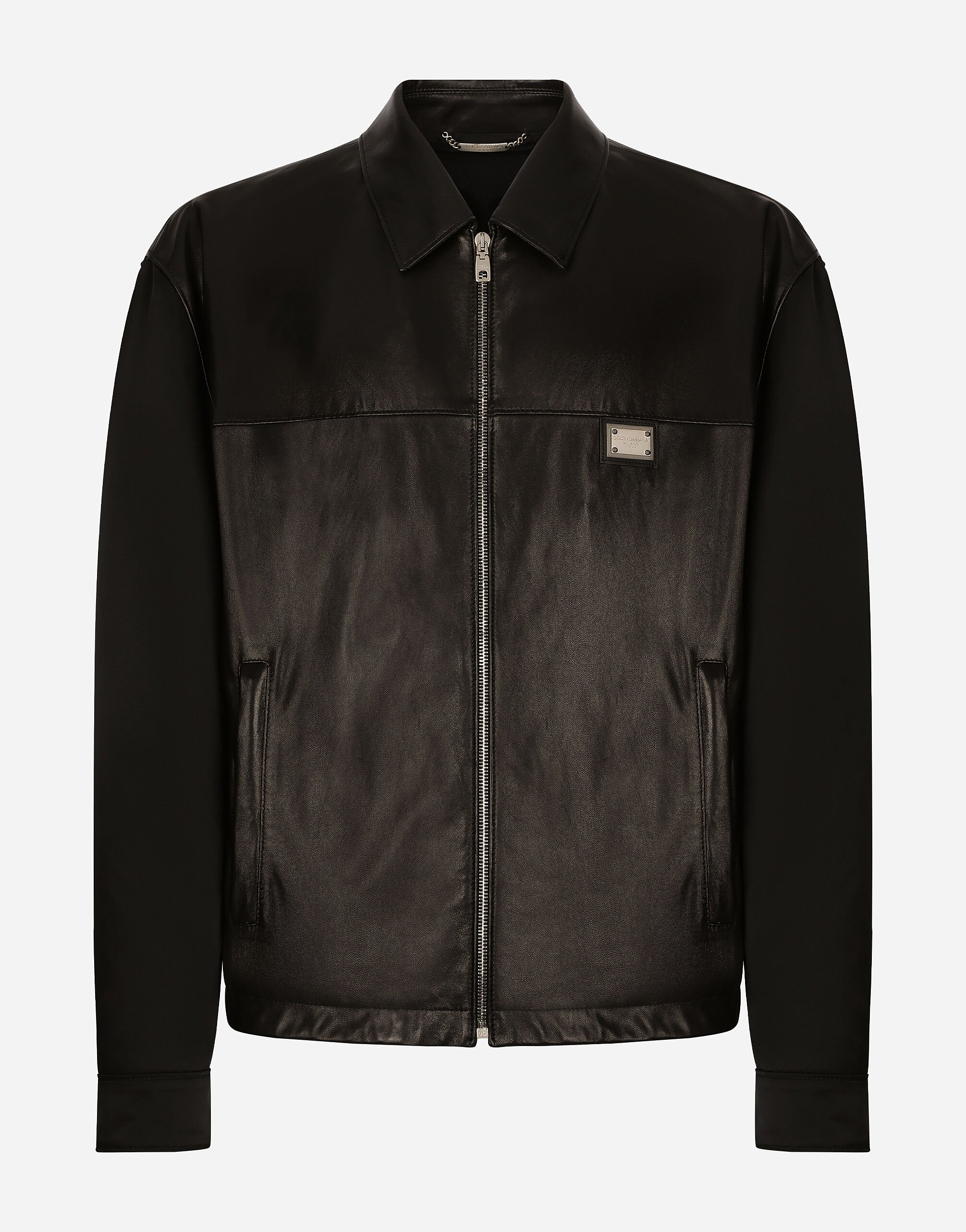 Fabric and leather jacket in Black for Men Dolce Gabbana