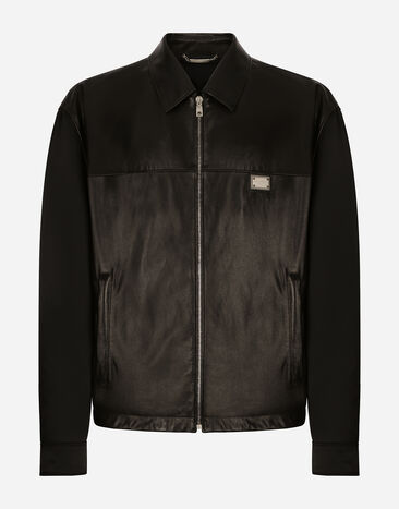 Dolce & Gabbana Fabric and leather jacket Blue GP02XDG8KJ0