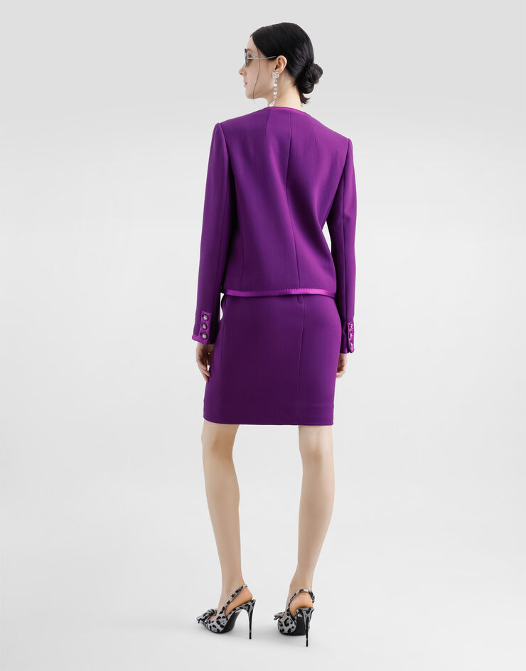 Dolce & Gabbana Gonna midi a tubino in crêpe di lana Viola F4C1ETFU2TZ