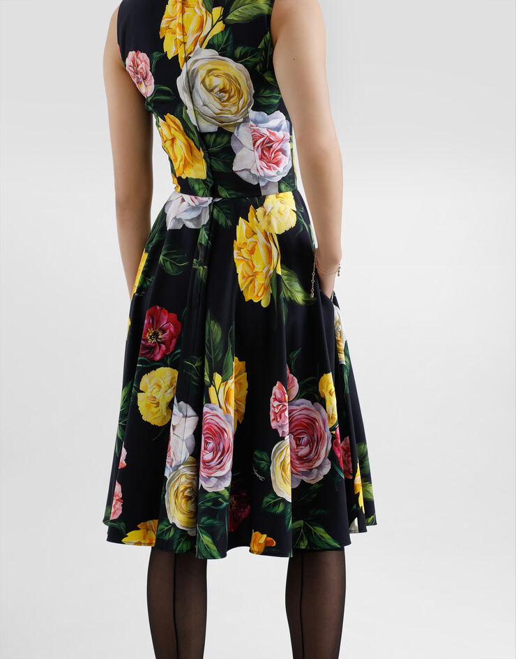 Dolce & Gabbana Peony and rose-print cady calf-length dress with circle skirt Print F6TLCTFSRPH