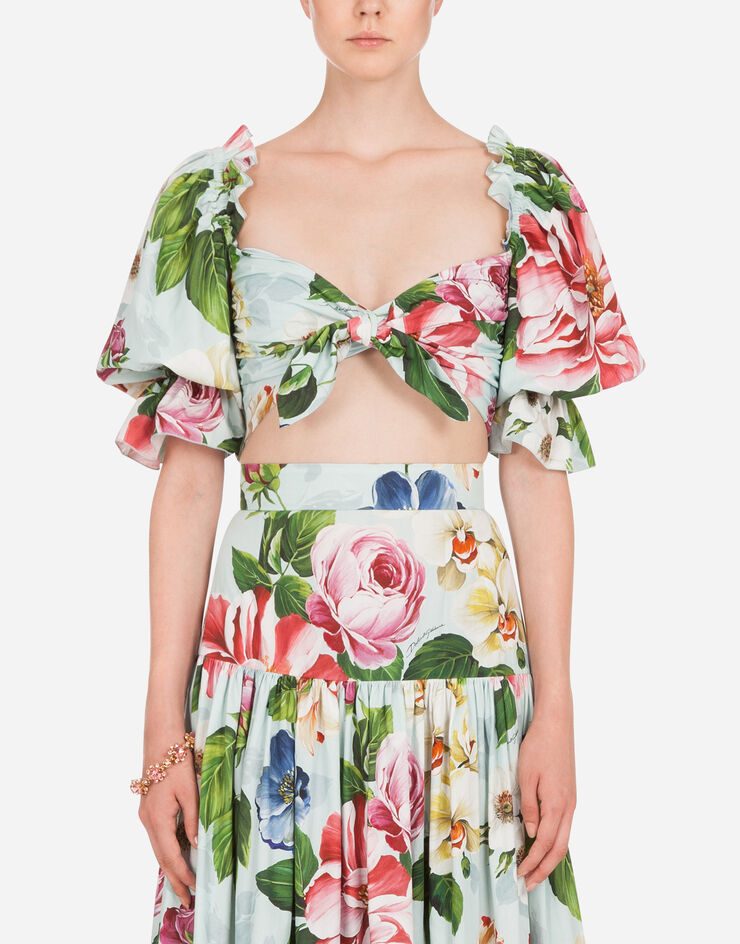 Dolce & Gabbana FLORAL-PRINT POPLIN CROP TOP ESTAMPADO DE FLORES F74F2THS5GB
